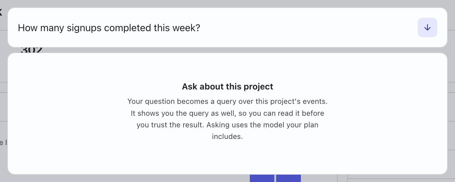 Ask with a question typed and ready to send