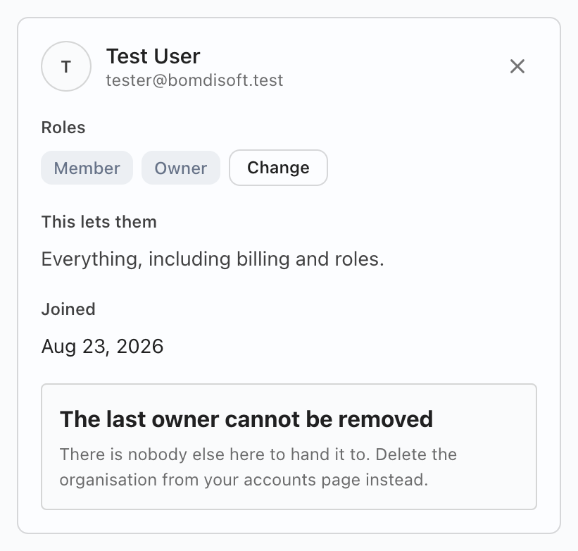 A member opened from the roster